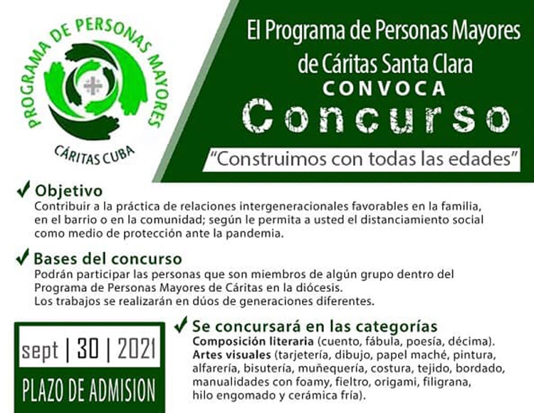 Convoca Diócesis de Santa Clara concurso del Programa de Personas Mayores 1 concurso caritas cuba santa clara ppm agosto 2021